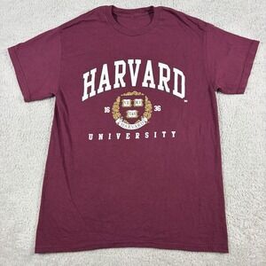 VINTAGE Harvard University Shirt Mens Small Burgundy Crest College